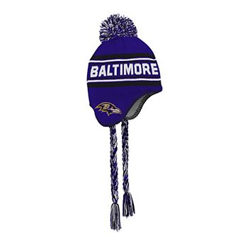 Youth Outerstuff Purple Baltimore Ravens Jacquard Tassel Knit Hat with Pom