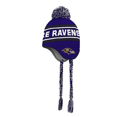Youth Outerstuff Purple Baltimore Ravens Jacquard Tassel Knit Hat with Pom