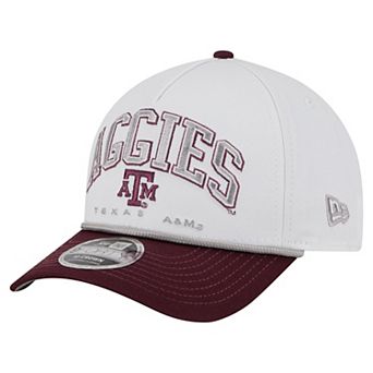 Men's New Era White/Maroon Texas A&M Aggies Arch Two-Tone Rope 9FORTY A-Frame M-Crown Adjustable Hat