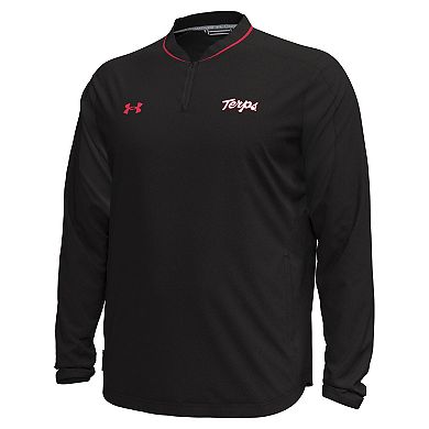 Men's Under Armour Black Maryland Terrapins Motivate Long Sleeve Quarter-Zip Jacket
