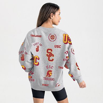 Women's Gameday Couture Gray USC Trojans Always on Repeat Fleece Sweatshirt