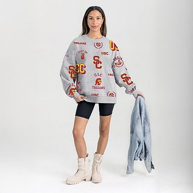 Women's Gameday Couture Gray USC Trojans Always on Repeat Fleece Sweatshirt