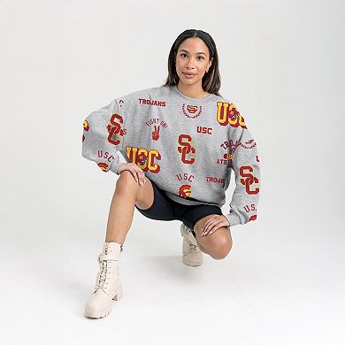 Women's Gameday Couture Gray USC Trojans Always on Repeat Fleece Sweatshirt