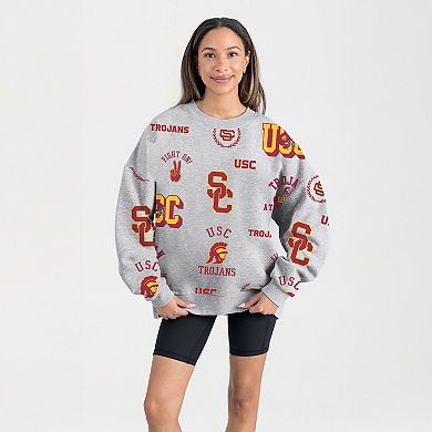 Women's Gameday Couture Gray USC Trojans Always on Repeat Fleece Sweatshirt