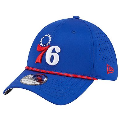 Men's New Era Royal Philadelphia 76ers Featherweight Poly Rope Flex 39Thirty Hat