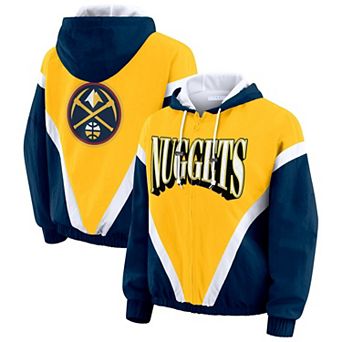 Women's WEAR by Erin Andrews Gold/Navy Denver Nuggets Color-Block Full-Zip Windbreaker