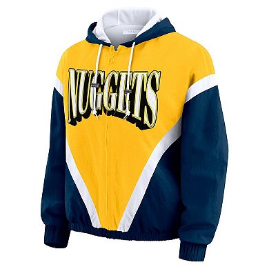 Women's WEAR by Erin Andrews Gold/Navy Denver Nuggets Color-Block Full-Zip Windbreaker