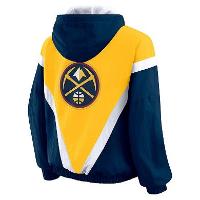 Women's WEAR by Erin Andrews Gold/Navy Denver Nuggets Color-Block Full-Zip Windbreaker