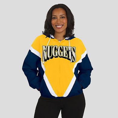 Women's WEAR by Erin Andrews Gold/Navy Denver Nuggets Color-Block Full-Zip Windbreaker