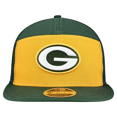 Men's New Era Gold/Green Green Bay Packers Outdoor Split Panel 9FIFTY Snapback Hat