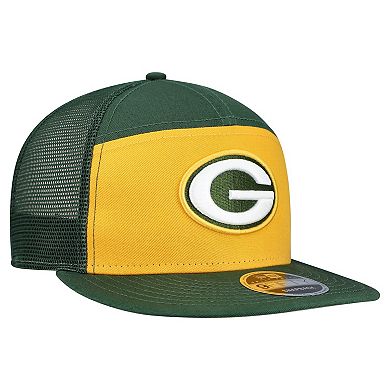 Men's New Era Gold/Green Green Bay Packers Outdoor Split Panel 9FIFTY Snapback Hat