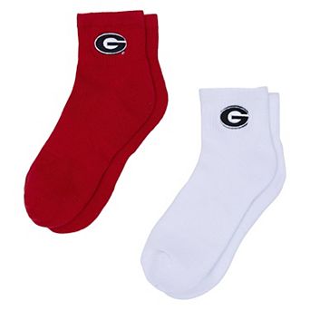 Women's ZooZatz White/Red Georgia Bulldogs Two-Pack Quarter-Length Socks