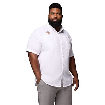 Men's Columbia White Tennessee Volunteers Big & Tall Tamiami Omni-Shade Button-Down Shirt
