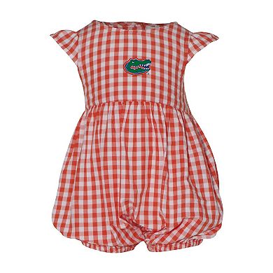 Girl's Infant Garb Orange Florida Gators Cara Gingham Ruffled Bodysuit