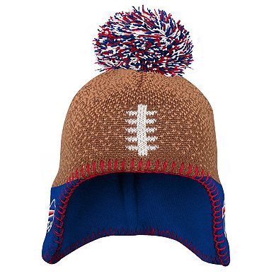 Preschool Brown Buffalo Bills Football Head Knit Hat with Pom