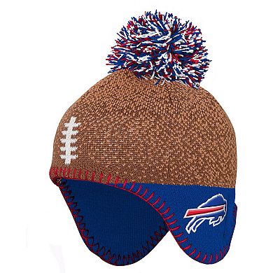 Preschool Brown Buffalo Bills Football Head Knit Hat with Pom