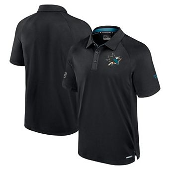 Men's Fanatics Black San Jose Sharks Authentic Pro Rink Raglan Polo