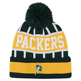 Youth Outerstuff Green Green Bay Packers Go Fast Cuffed Knit Hat with Pom
