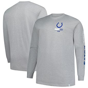 Men's Fanatics Heather Gray Indianapolis Colts Big & Tall Clock Management Legacy Long Sleeve T-Shirt