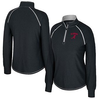 Women's Colosseum Black Alabama Crimson Tide Bikram Raglan Quarter-Zip Top