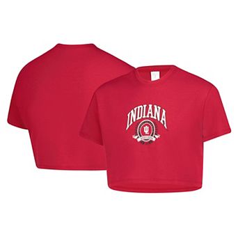 Girls Youth ZooZatz Crimson Indiana Hoosiers Laurels Tri-Blend Cropped T-shirt