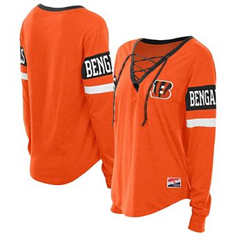 Women's New Era Orange Cincinnati Bengals Throwback Lace-Up Long-Sleeve T-Shirt