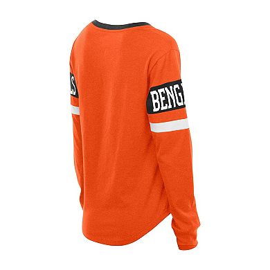 Women's New Era Orange Cincinnati Bengals Throwback Lace-Up Long-Sleeve T-Shirt