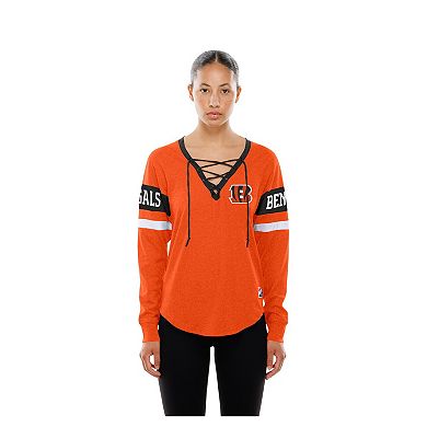 Women's New Era Orange Cincinnati Bengals Throwback Lace-Up Long-Sleeve T-Shirt
