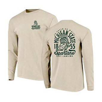 Men's Natural Michigan State Spartans Comfort Colors Mascot Overlay Long Sleeve T-Shirt