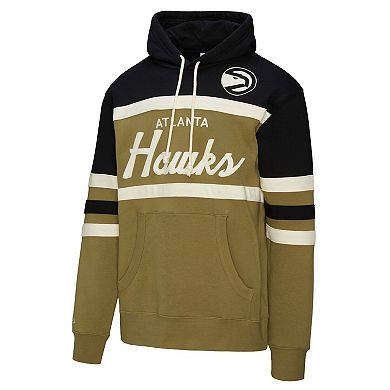 Men's Mitchell & Ness Olive/Black Atlanta Hawks Double Clutch Head Coach Hoodie