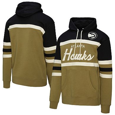 Men's Mitchell & Ness Olive/Black Atlanta Hawks Double Clutch Head Coach Hoodie