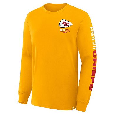 Men's Fanatics Gold Kansas City Chiefs Big & Tall Clock Management Legacy Long Sleeve T-Shirt