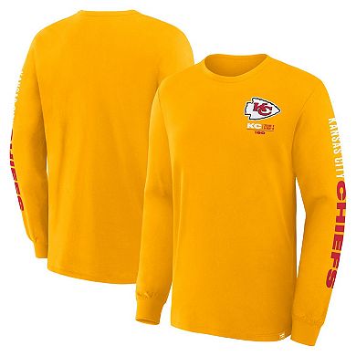 Men's Fanatics Gold Kansas City Chiefs Big & Tall Clock Management Legacy Long Sleeve T-Shirt