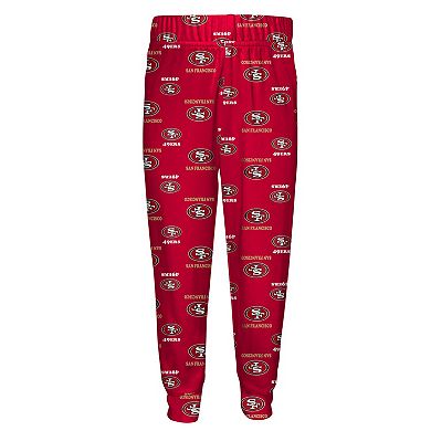 Toddler Outerstuff Scarlet San Francisco 49ers All-Over-Print Long Sleeve T-Shirt and Pants Sleep Set