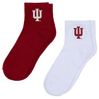 Women's ZooZatz White/Crimson Indiana Hoosiers Two-Pack Quarter-Length Socks