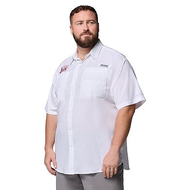 Men's Columbia White Oklahoma Sooners Big & Tall Tamiami Omni-Shade Button-Down Shirt
