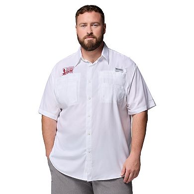 Men's Columbia White Oklahoma Sooners Big & Tall Tamiami Omni-Shade Button-Down Shirt