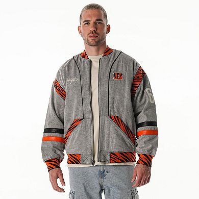 Unisex The Wild Collective Gray Cincinnati Bengals Oversized Retro Full-Zip Jacket