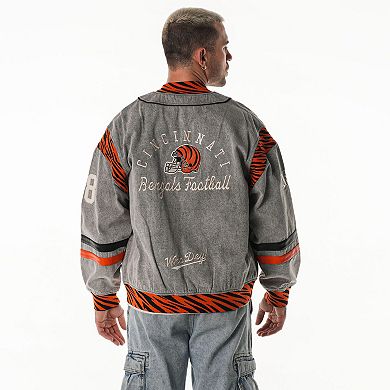 Unisex The Wild Collective Gray Cincinnati Bengals Oversized Retro Full-Zip Jacket