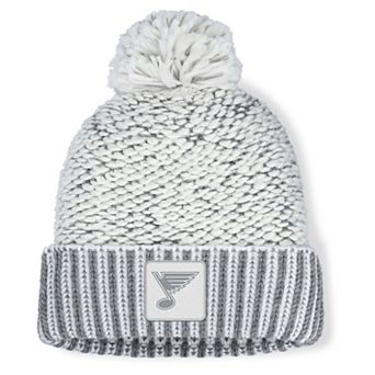 Women's Fanatics White/Gray St. Louis Blues Fundamental Mist Cuffed Knit Hat with Pom