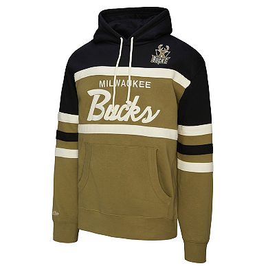 Men's Mitchell & Ness Olive Milwaukee Bucks Double Clutch Head Coach Hoodie