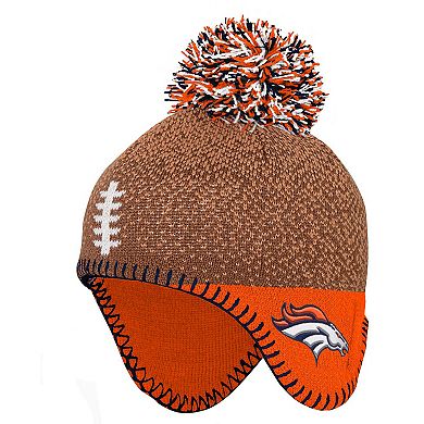 Preschool Brown Denver Broncos Football Head Knit Hat with Pom