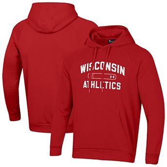 Men's Under Armour Red Wisconsin Badgers 2025 Sideline Rival Fleece Hoodie