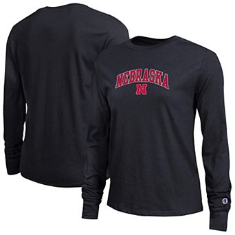Women's Champion Black Nebraska Huskers Arch Over Logo Long Sleeve T-Shirt