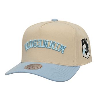 Men's Mitchell & Ness Cream/Light Blue Minnesota United FC Upside Down Pro Pinch Snapback Hat