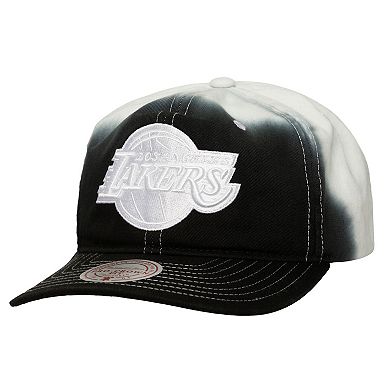Men's Mitchell & Ness Black/White Los Angeles Lakers Dip Dye Pro Crown Adjustable Hat