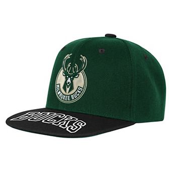 Youth Outerstuff Hunter Green/Black Milwaukee Bucks Two-Tone Snapback Hat