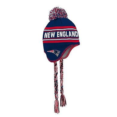 Youth Outerstuff Navy New England Patriots Jacquard Tassel Knit Hat with Pom