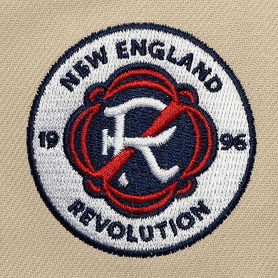 Men's Mitchell & Ness Cream/Navy New England Revolution Upside Down Pro Pinch Snapback Hat
