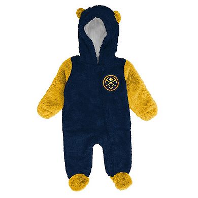 Infant & Newborn Outerstuff Navy Denver Nuggets Stay Napping Fleece Bunting Full-Zip Hooded Sleeper
